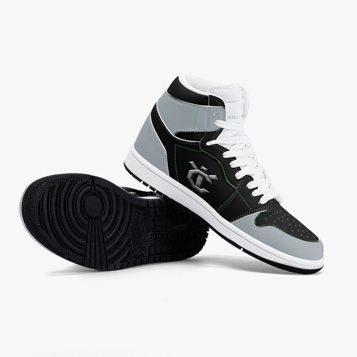 New YIC Good Grey and VantaBlack High-Top Leather Sneakers