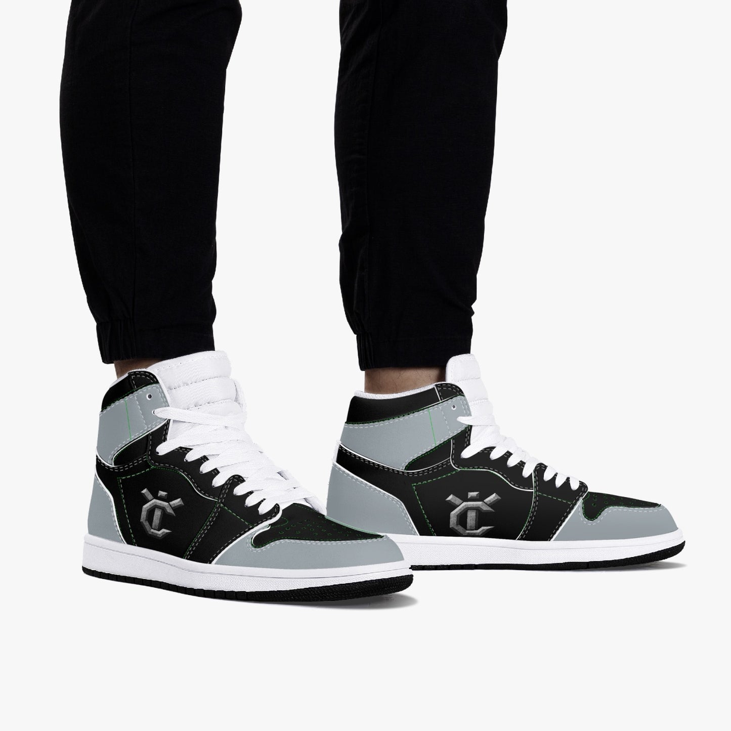 New YIC Good Grey and VantaBlack High-Top Leather Sneakers