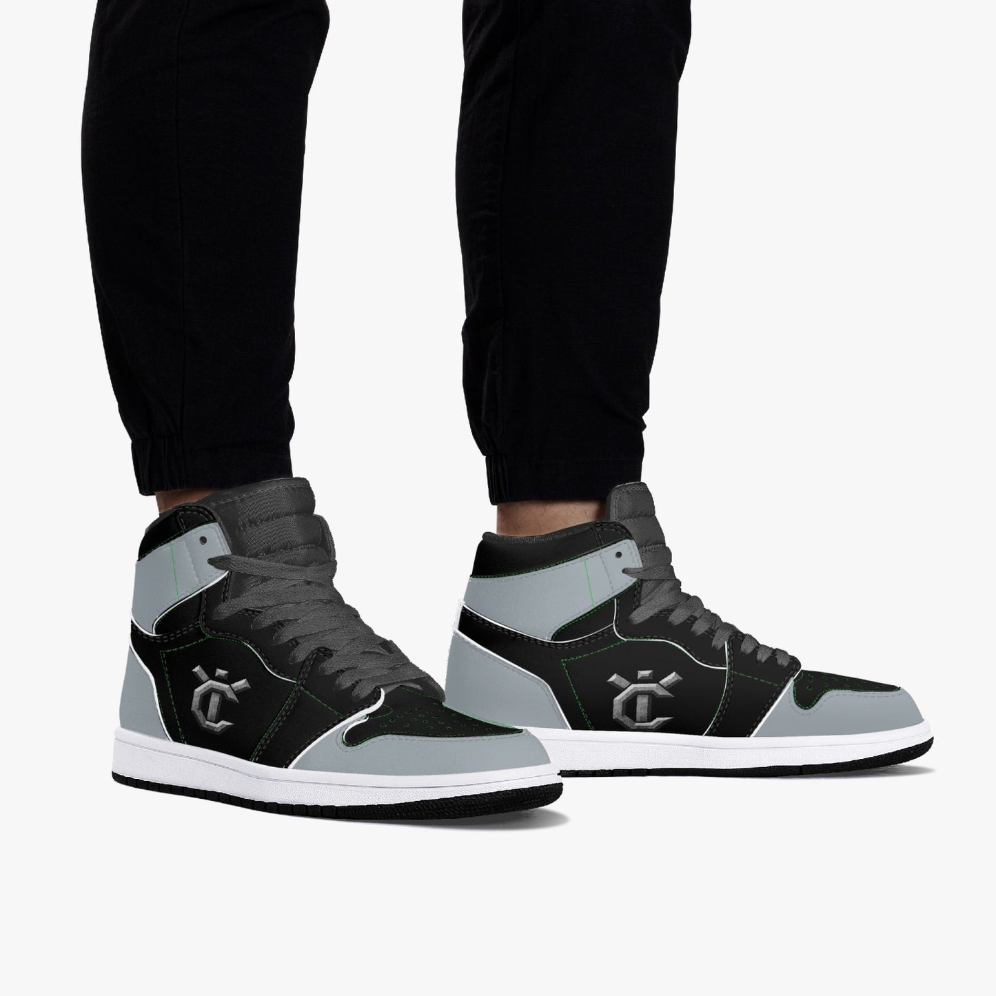 New YIC Good Grey and VantaBlack High-Top Leather Sneakers