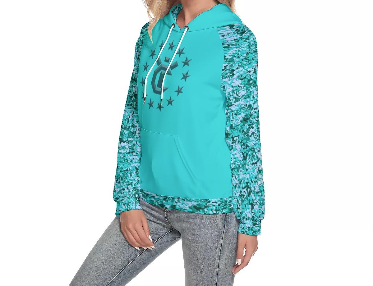 Women's Hoodie With Raglan Sleeve - Aqua Ray