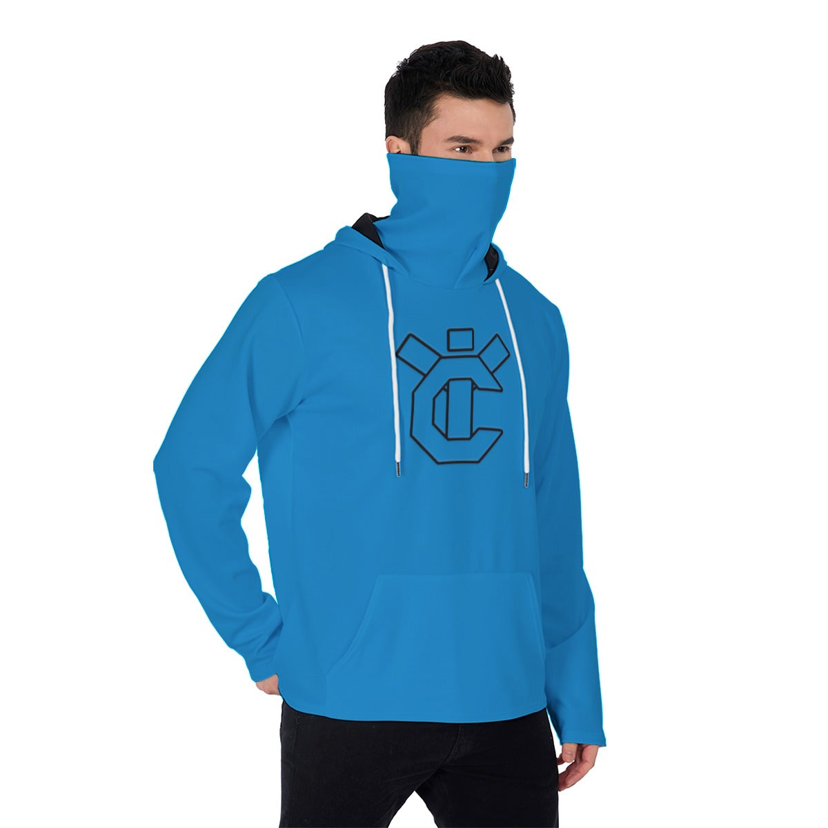 YIC Men's Pullover Hoodie With Mask - Ibiza Blue