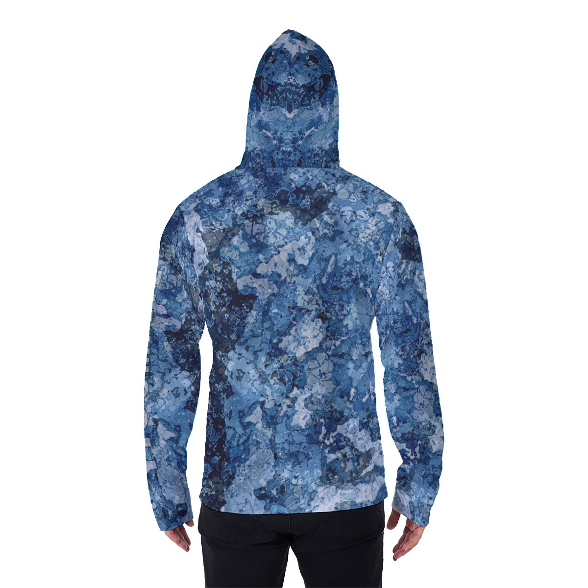 YIC Men's Pullover Hoodie With Mask - Mixed Blue Sea
