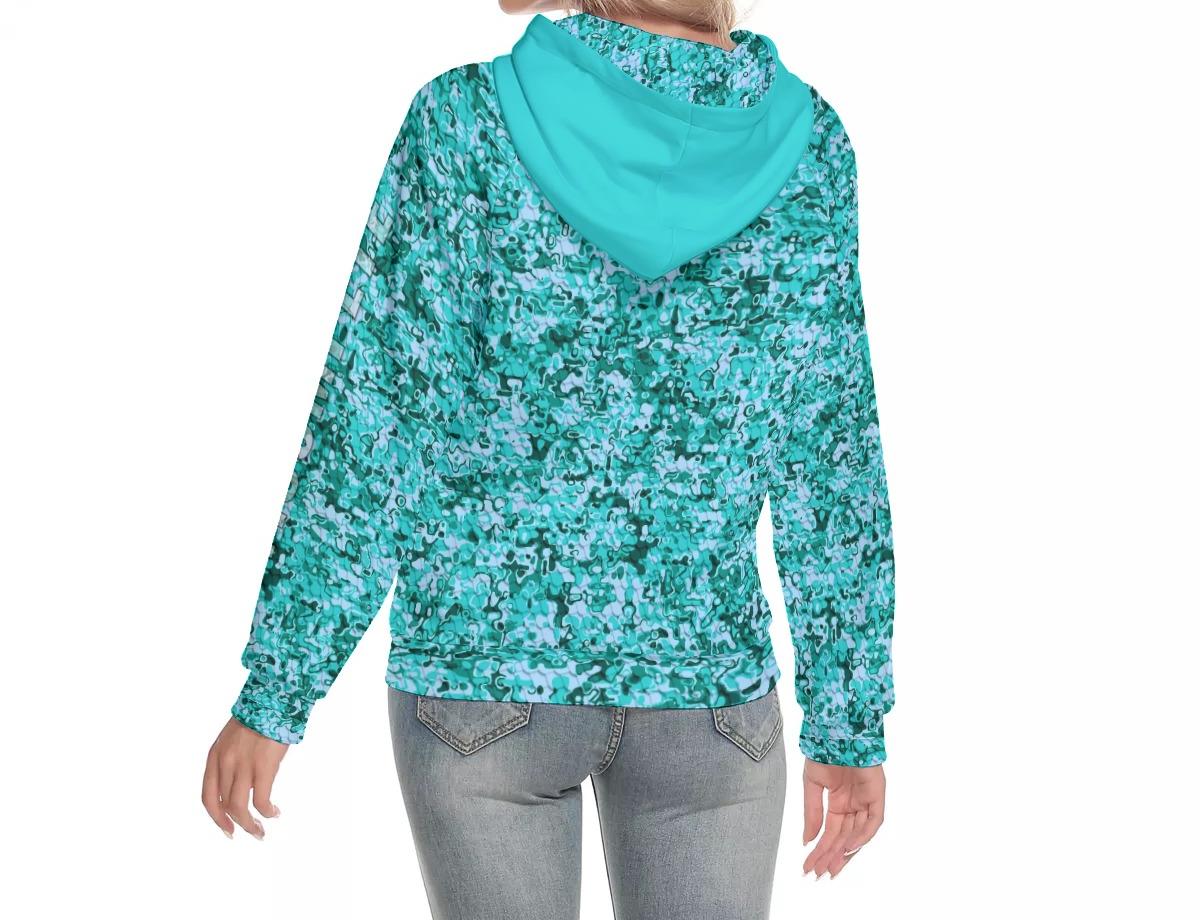 Women's Hoodie With Raglan Sleeve - Aqua Ray