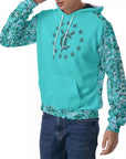 Men's Raglan Pullover Hoodie - Aqua Ray Camo