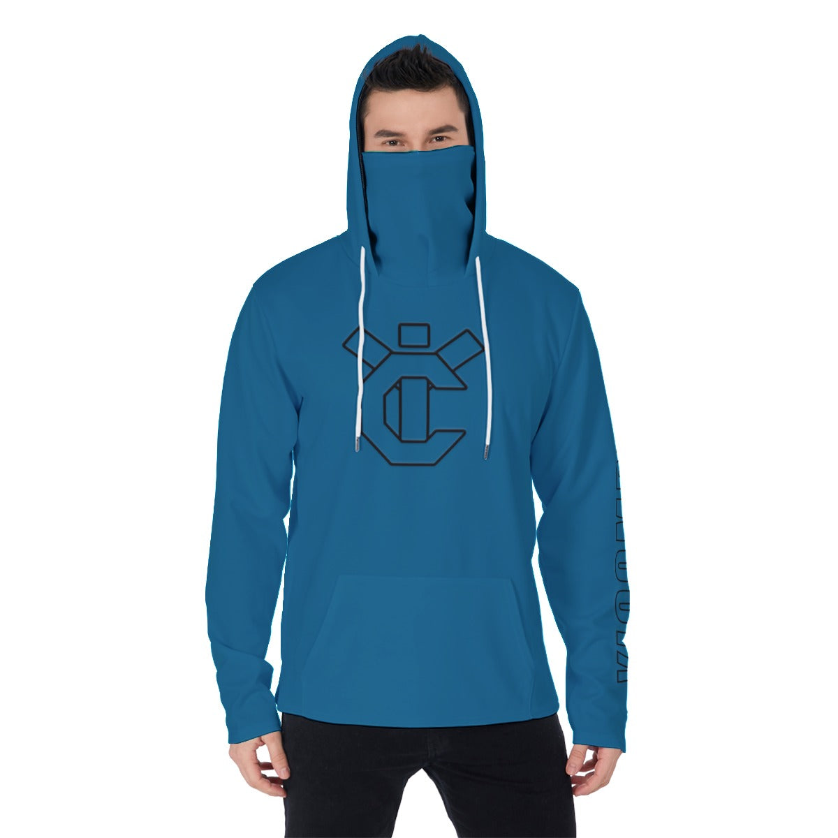YIC Men's Pullover Hoodie With Mask - Mykonos Blue