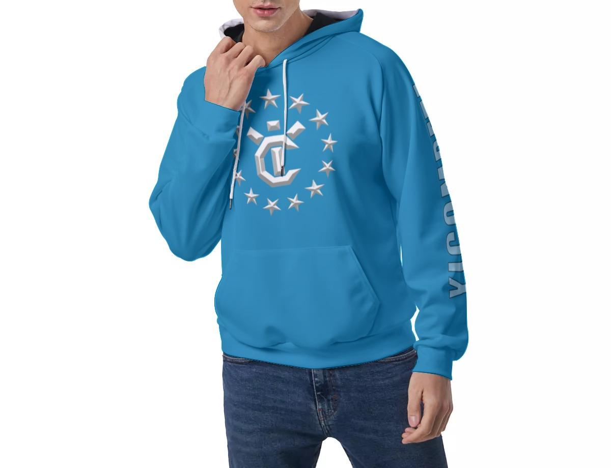 Men's Raglan Pullover Hoodie - Ibiza Blue
