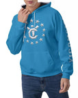Men's Raglan Pullover Hoodie - Ibiza Blue