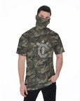 Men's Hooded T's with Built-in Mask - Old School Camo