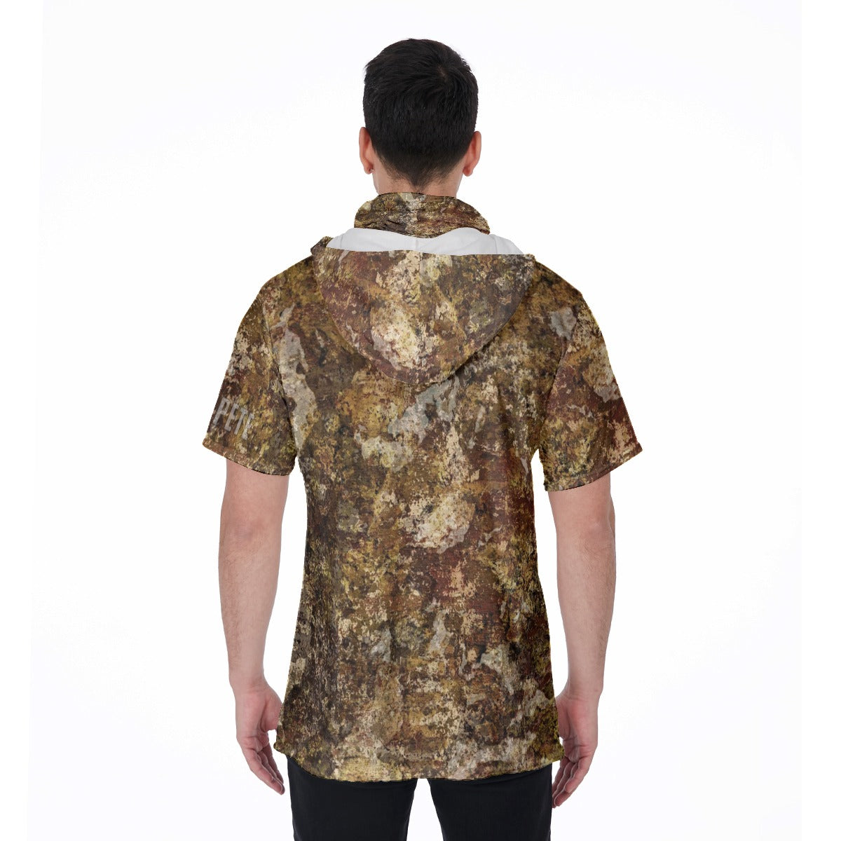 Men's Hooded T's with Built-in Mask -Forest Camo