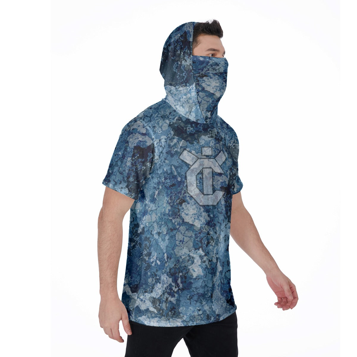 Men's Hooded T's with Built-in Mask - The Mix Bluewater
