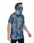 Men's Hooded T's with Built-in Mask - The Mix Bluewater