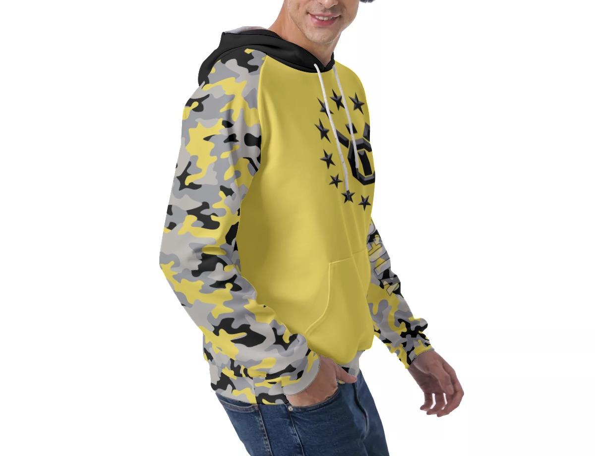 Men's Raglan Pullover Hoodie - Black/Yellow