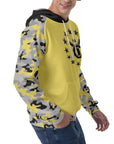 Men's Raglan Pullover Hoodie - Black/Yellow