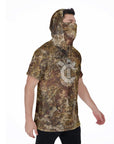 Men's Hooded T's with Built-in Mask -Forest Camo