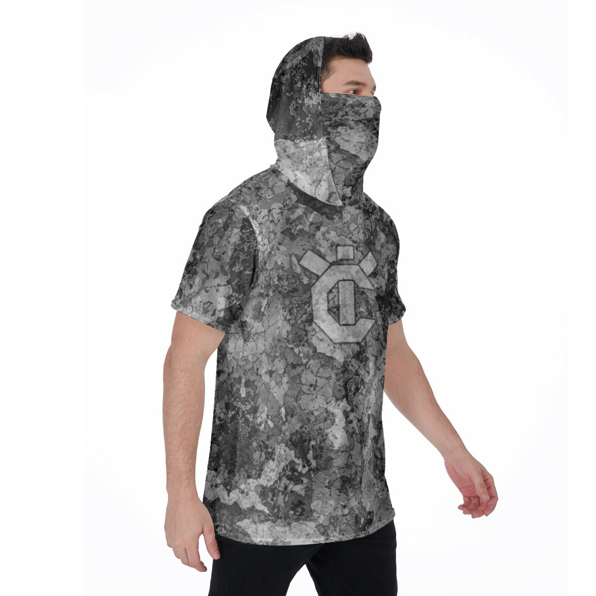 Men's Hooded T's with Built-in Mask - The Mix Granite