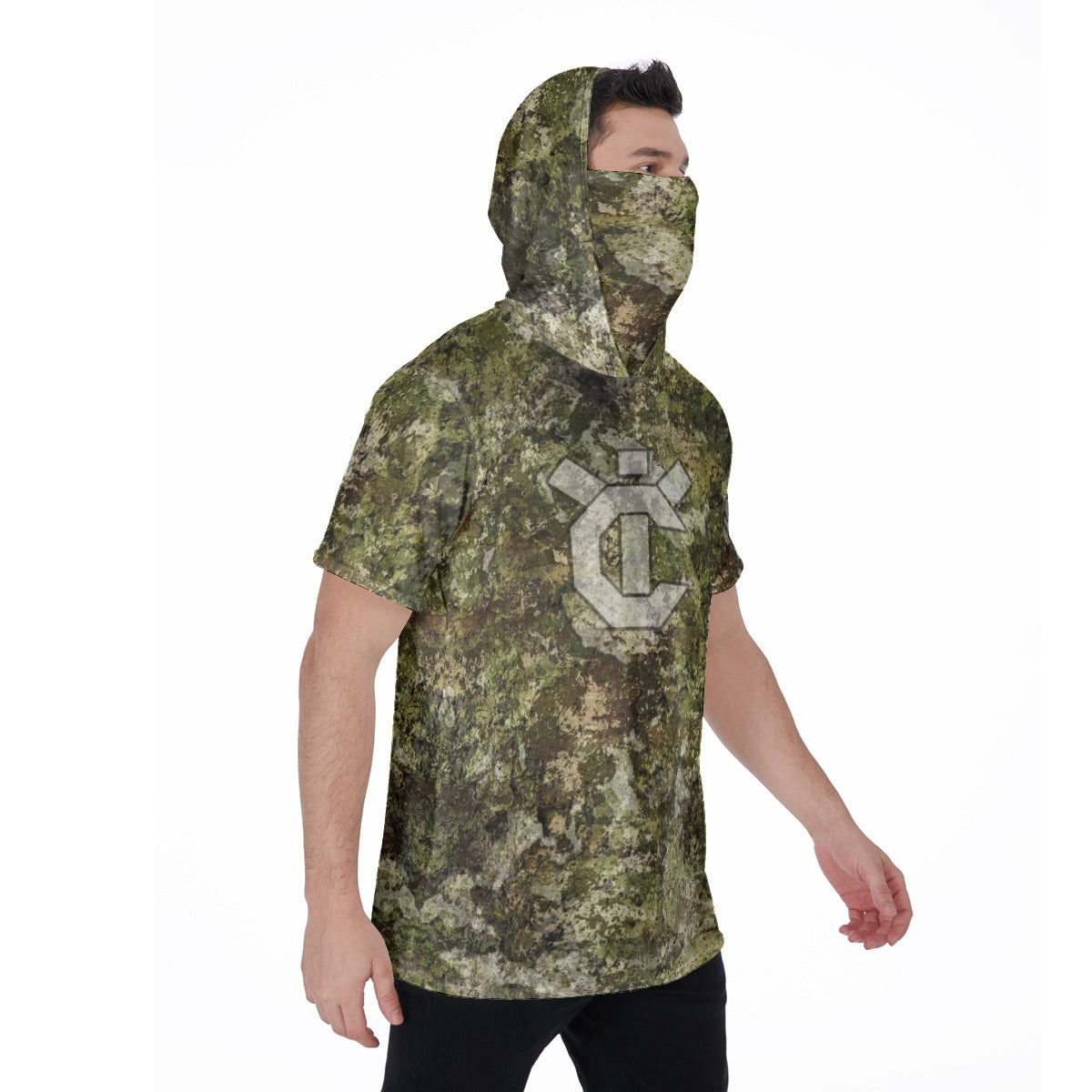 Men's Hooded T's with Built-in Mask - Inland Camo