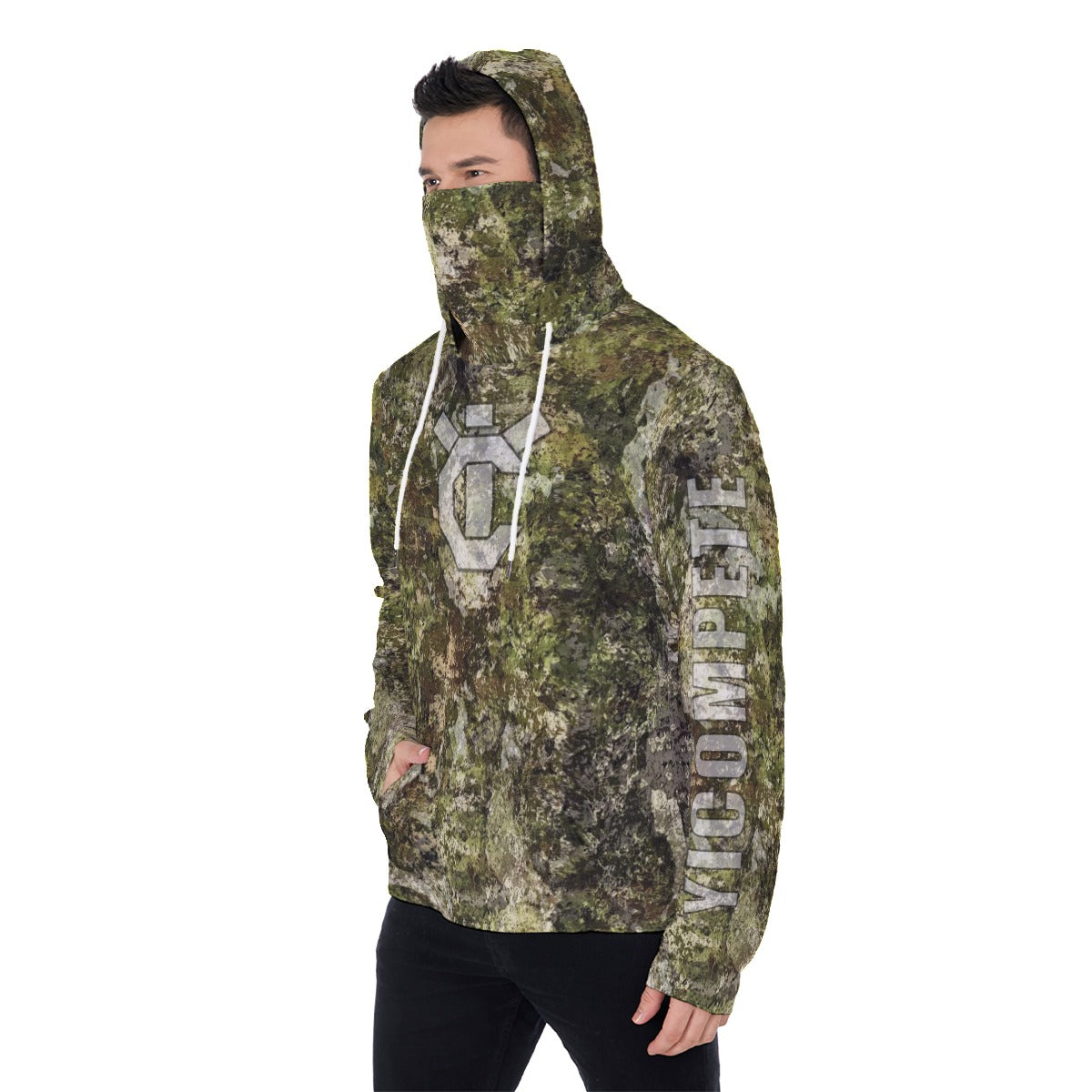 YIC Men's Pullover Hoodie With Mask - Inland Camo