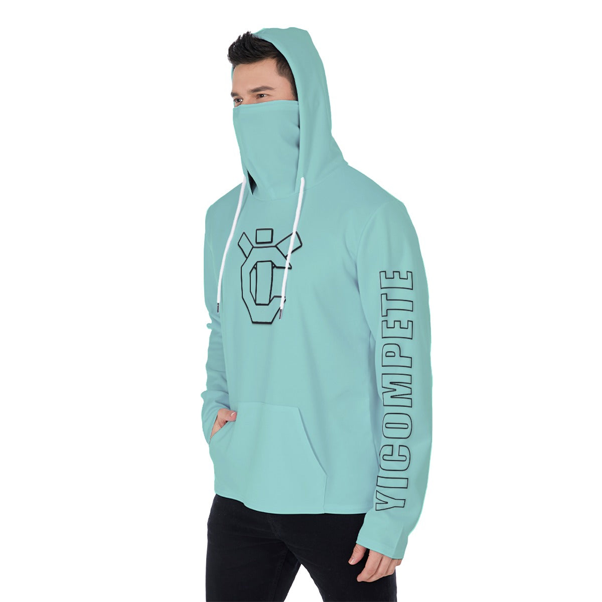 YIC Men's Pullover Hoodie With Mask - Beach Glass