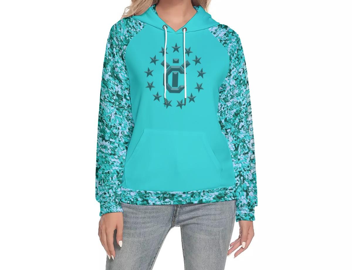 Women's Hoodie With Raglan Sleeve - Aqua Ray