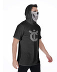 Men's Hooded T's with Built-in Mask - Skullface