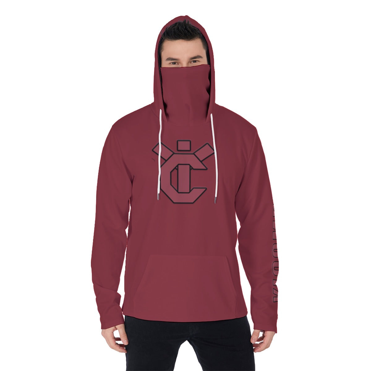 YIC Men's Pullover Hoodie With Mask - Winery