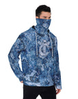 YIC Men's Pullover Hoodie With Mask - Mixed Blue Sea