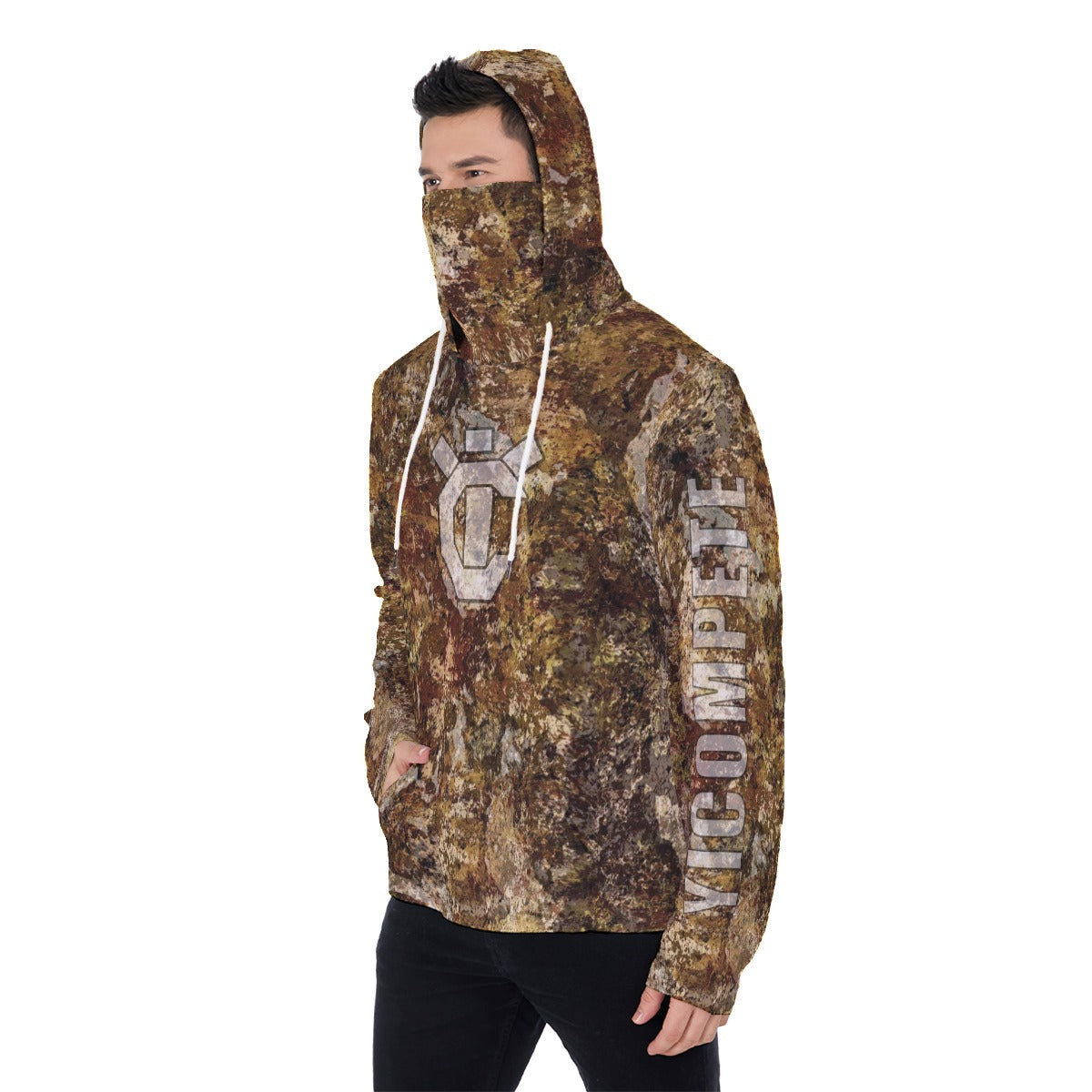 YIC Men's Pullover Hoodie With Mask - Forest Camo