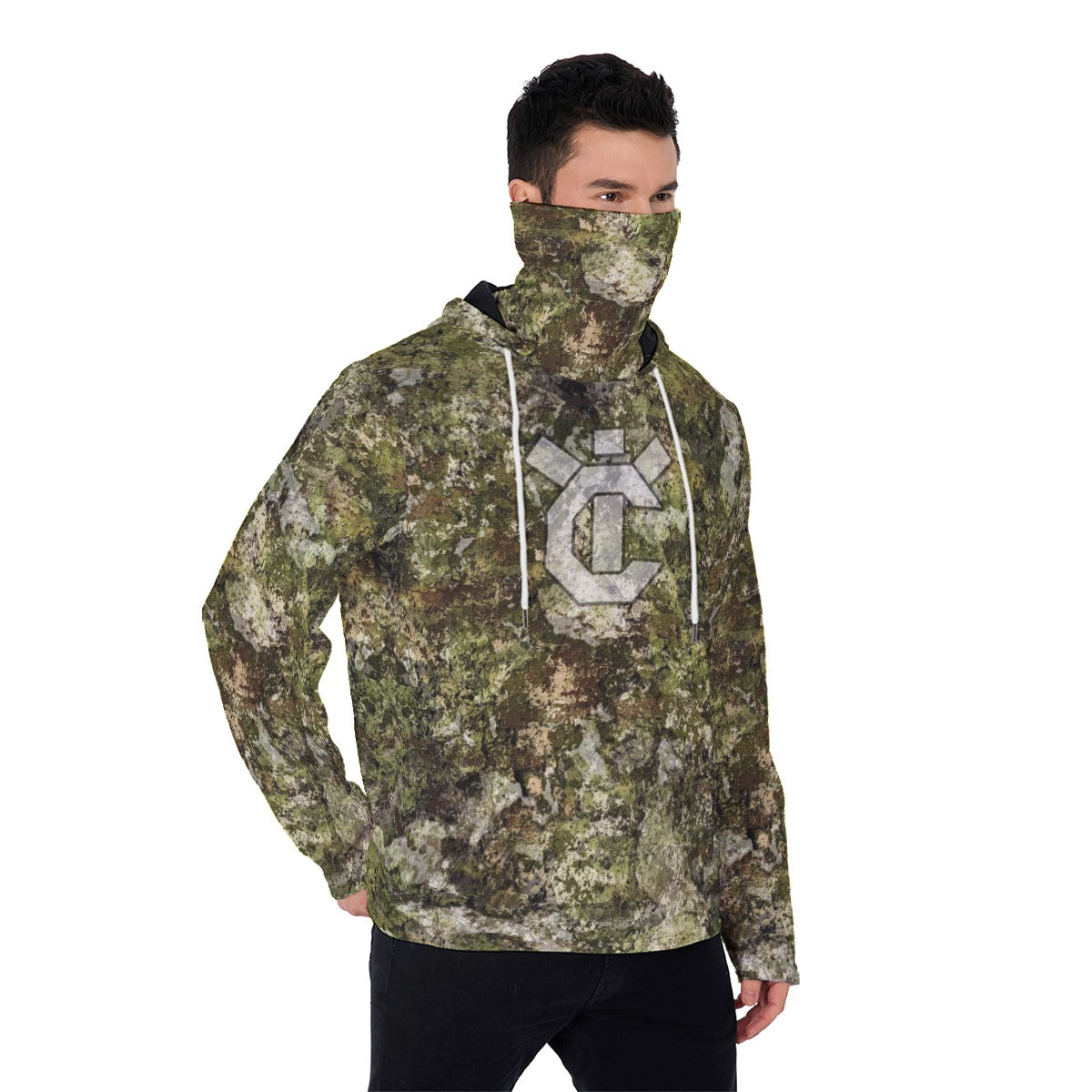 YIC Men's Pullover Hoodie With Mask - Inland Camo