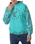 Men's Raglan Pullover Hoodie - Aqua Ray Camo