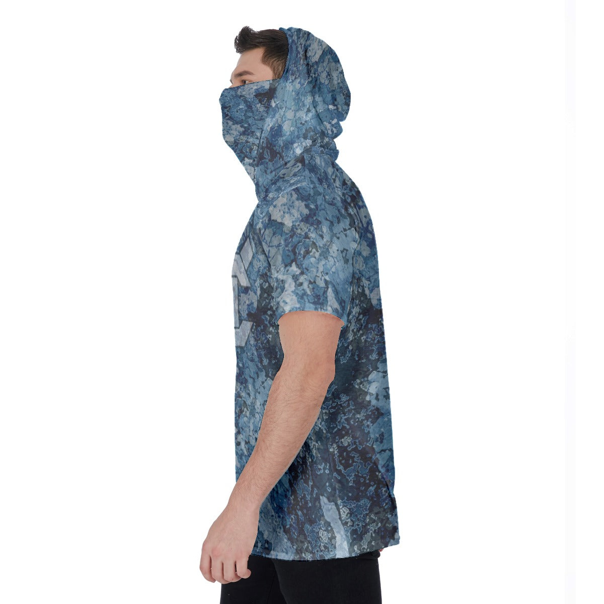 Men's Hooded T's with Built-in Mask - The Mix Bluewater