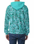 Men's Raglan Pullover Hoodie - Aqua Ray Camo
