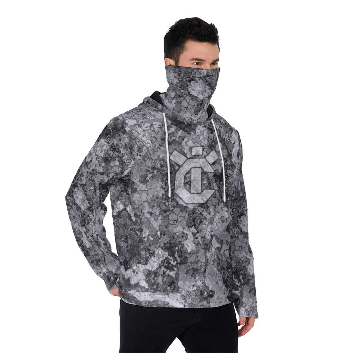 YIC Men's Pullover Hoodie With Mask - Mixed Granite