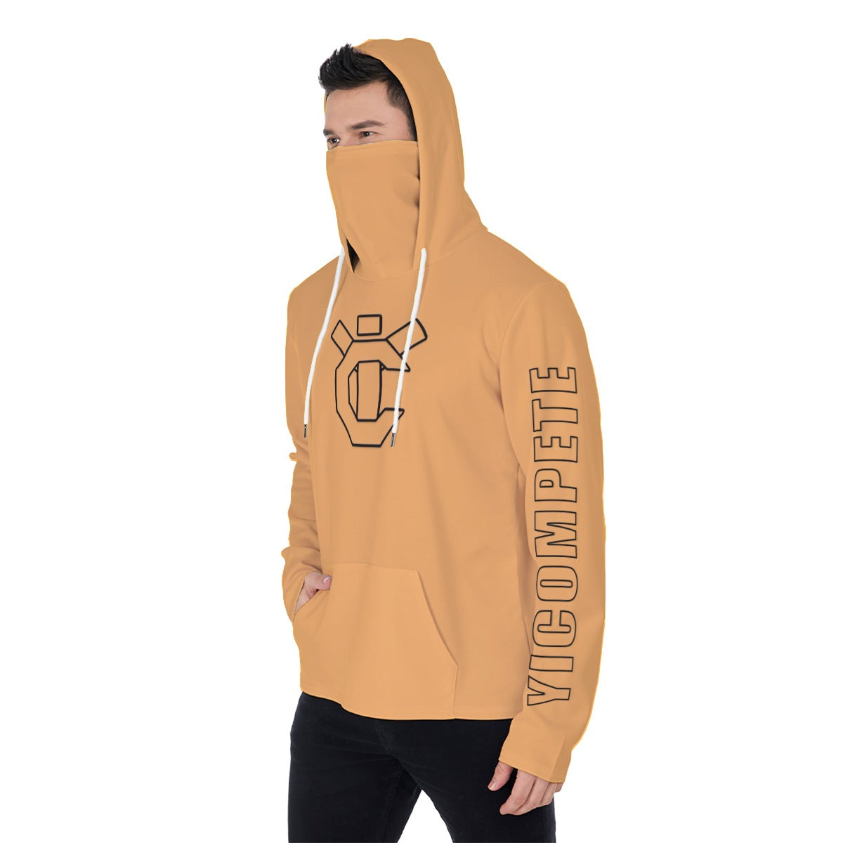 YIC Men's Pullover Hoodie With Mask - Mango