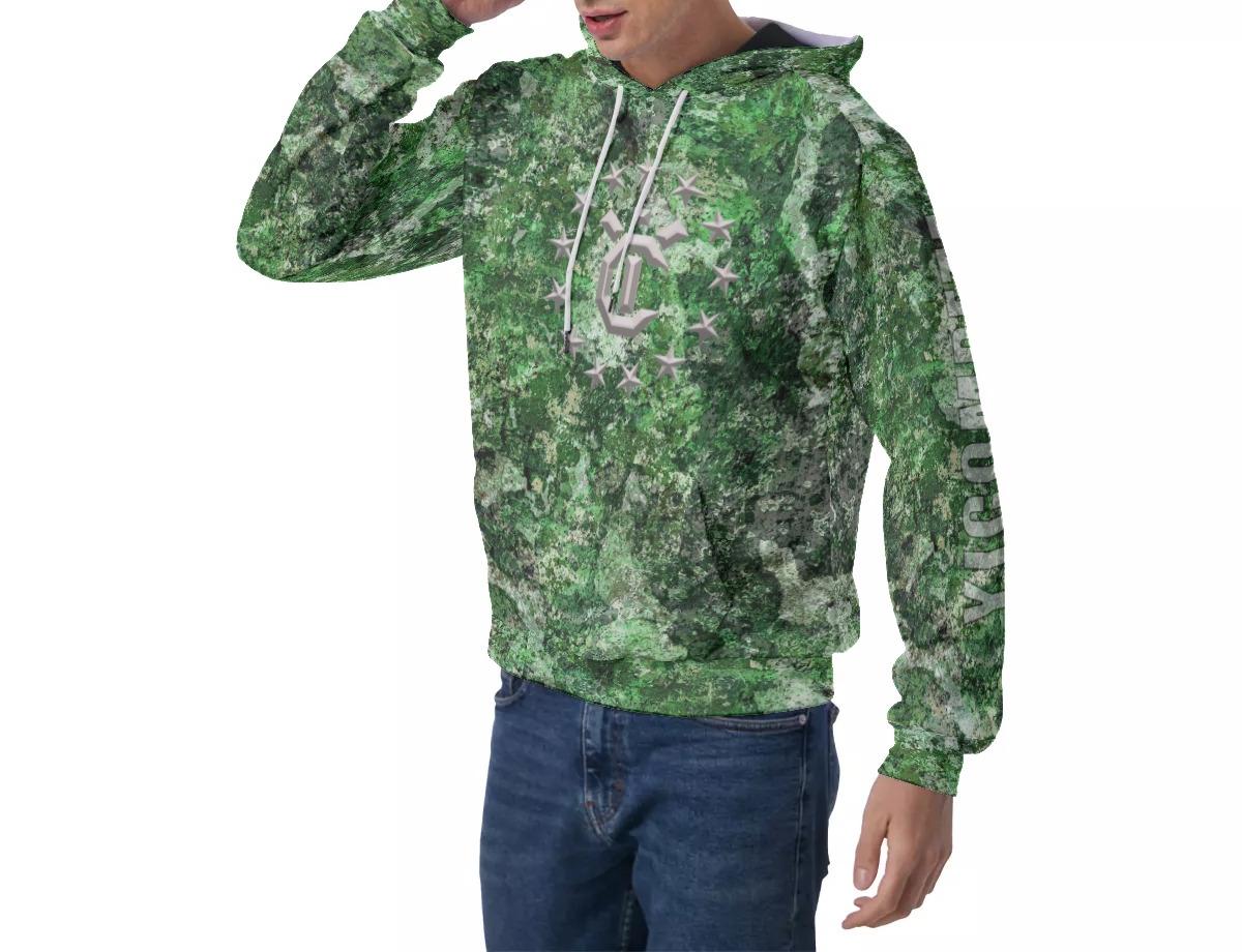 Men's Raglan Pullover Hoodie - Green Country Camo