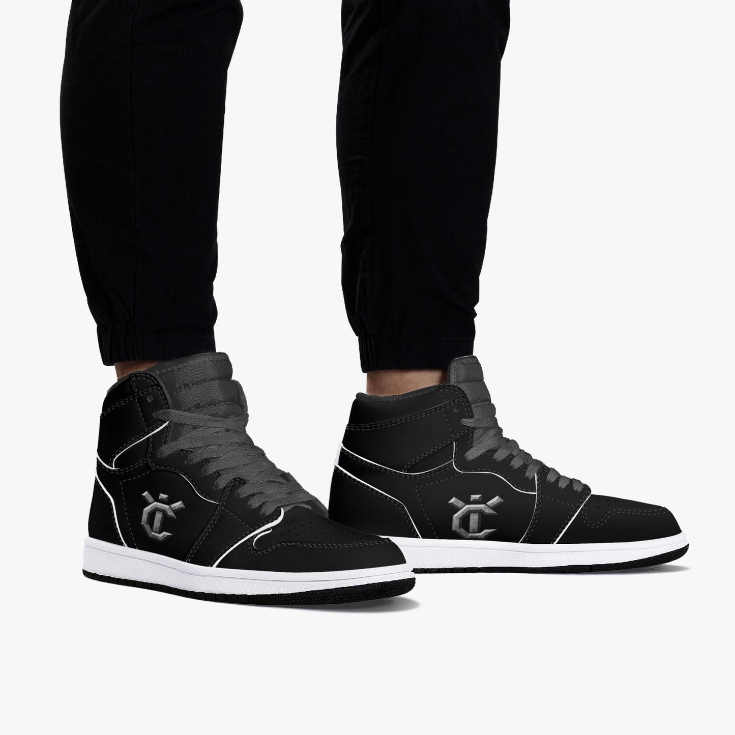 New YIC VantaBlack High-Top Leather Sneakers