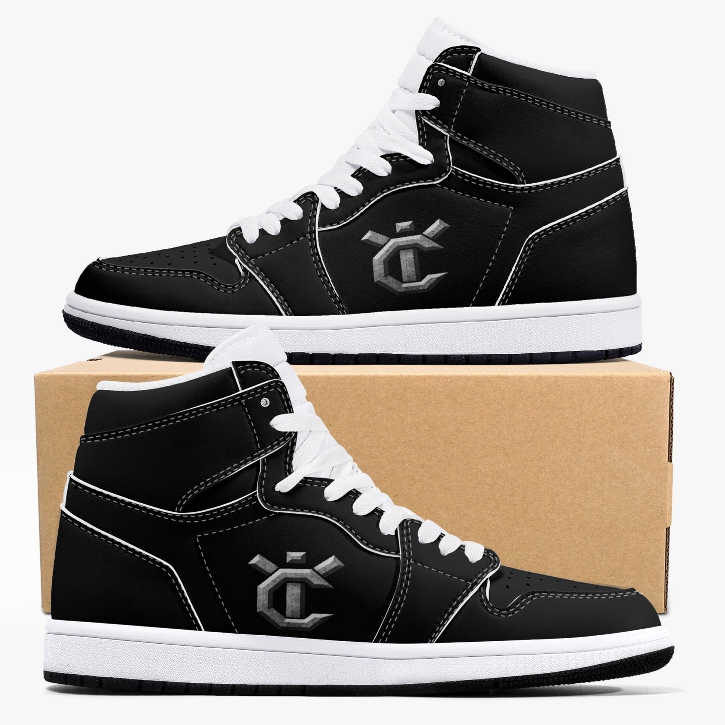 New YIC VantaBlack High-Top Leather Sneakers