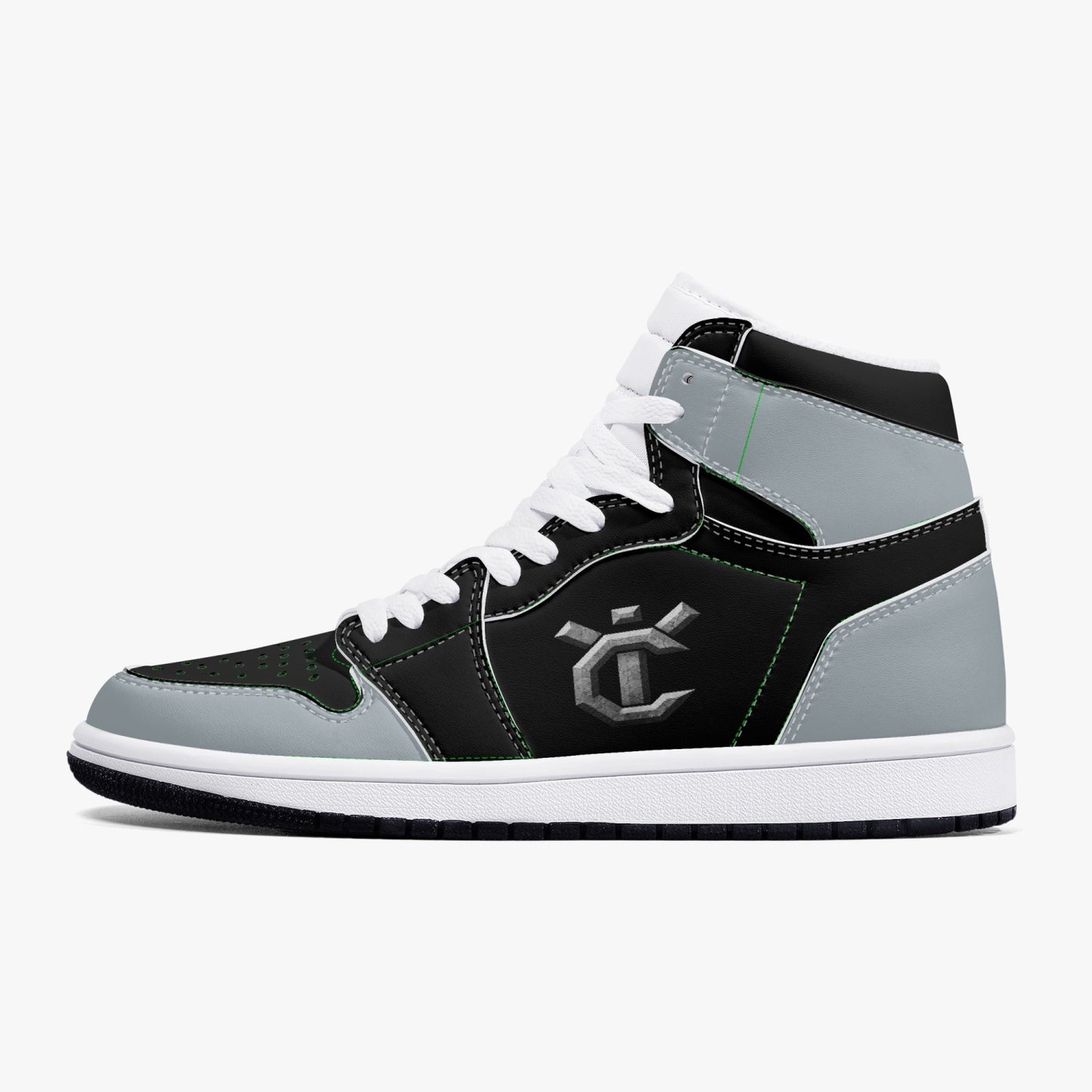 New YIC Good Grey and VantaBlack High-Top Leather Sneakers