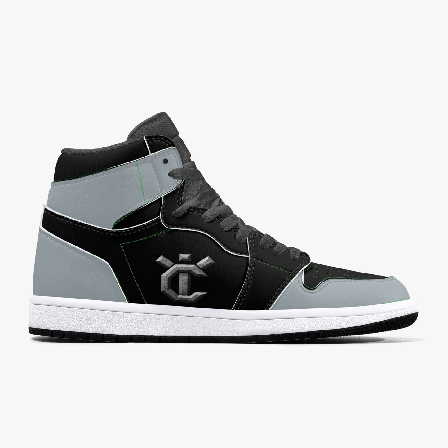 New YIC Good Grey and VantaBlack High-Top Leather Sneakers