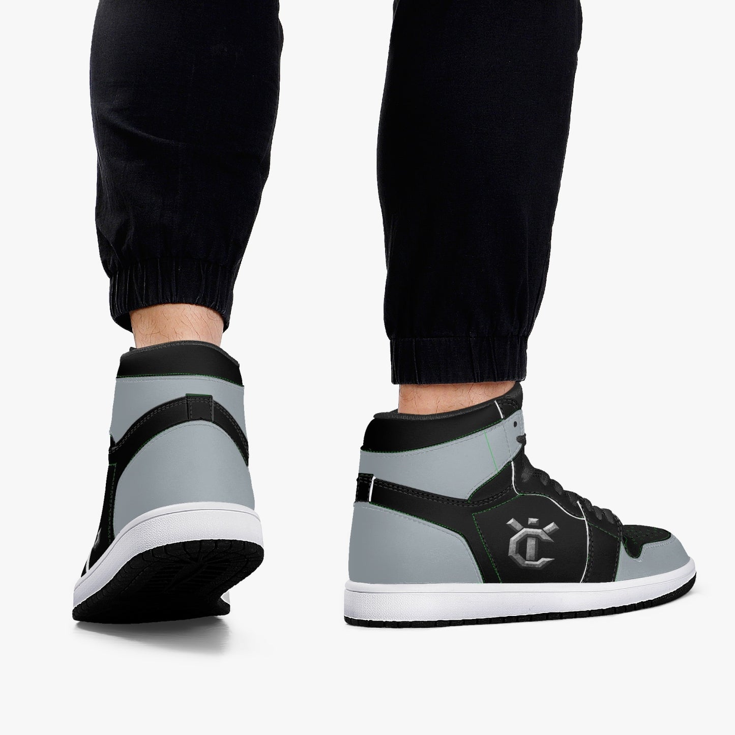 New YIC Good Grey and VantaBlack High-Top Leather Sneakers