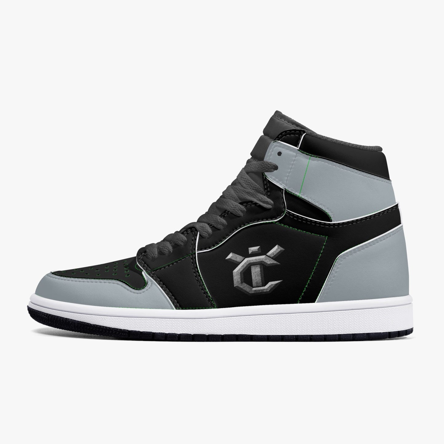 New YIC Good Grey and VantaBlack High-Top Leather Sneakers