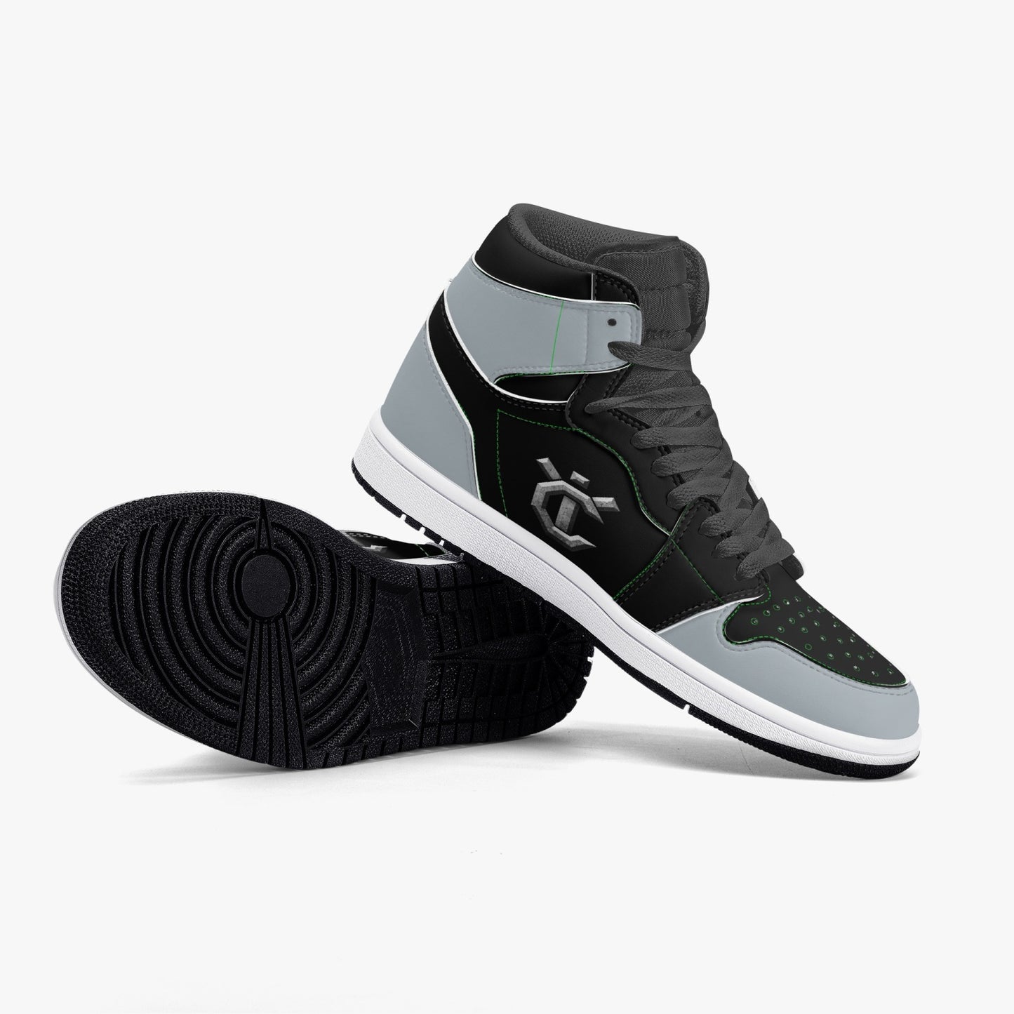 New YIC Good Grey and VantaBlack High-Top Leather Sneakers