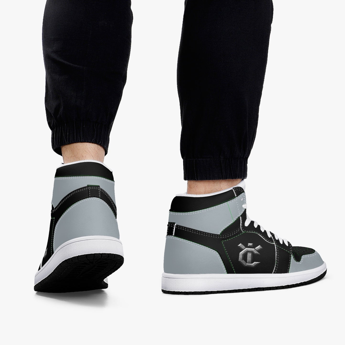 New YIC Good Grey and VantaBlack High-Top Leather Sneakers