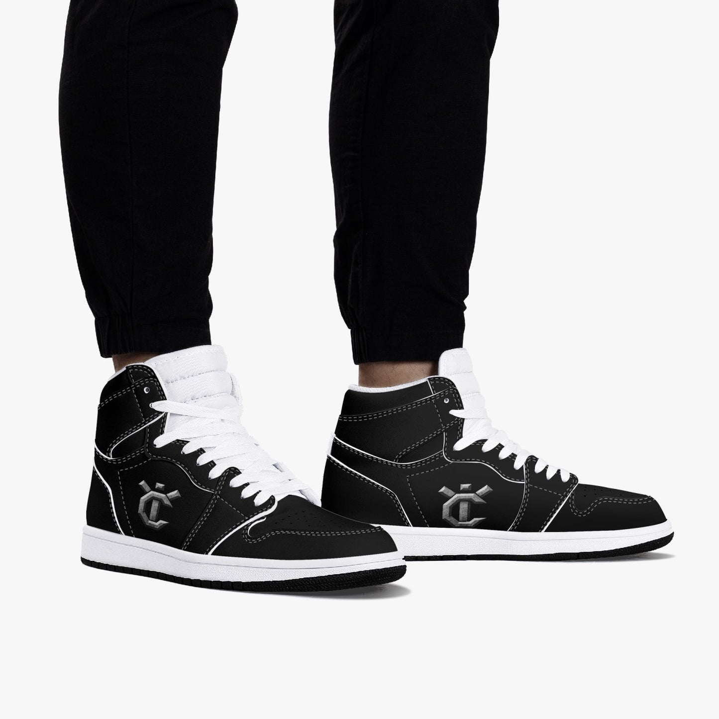 New YIC VantaBlack High-Top Leather Sneakers