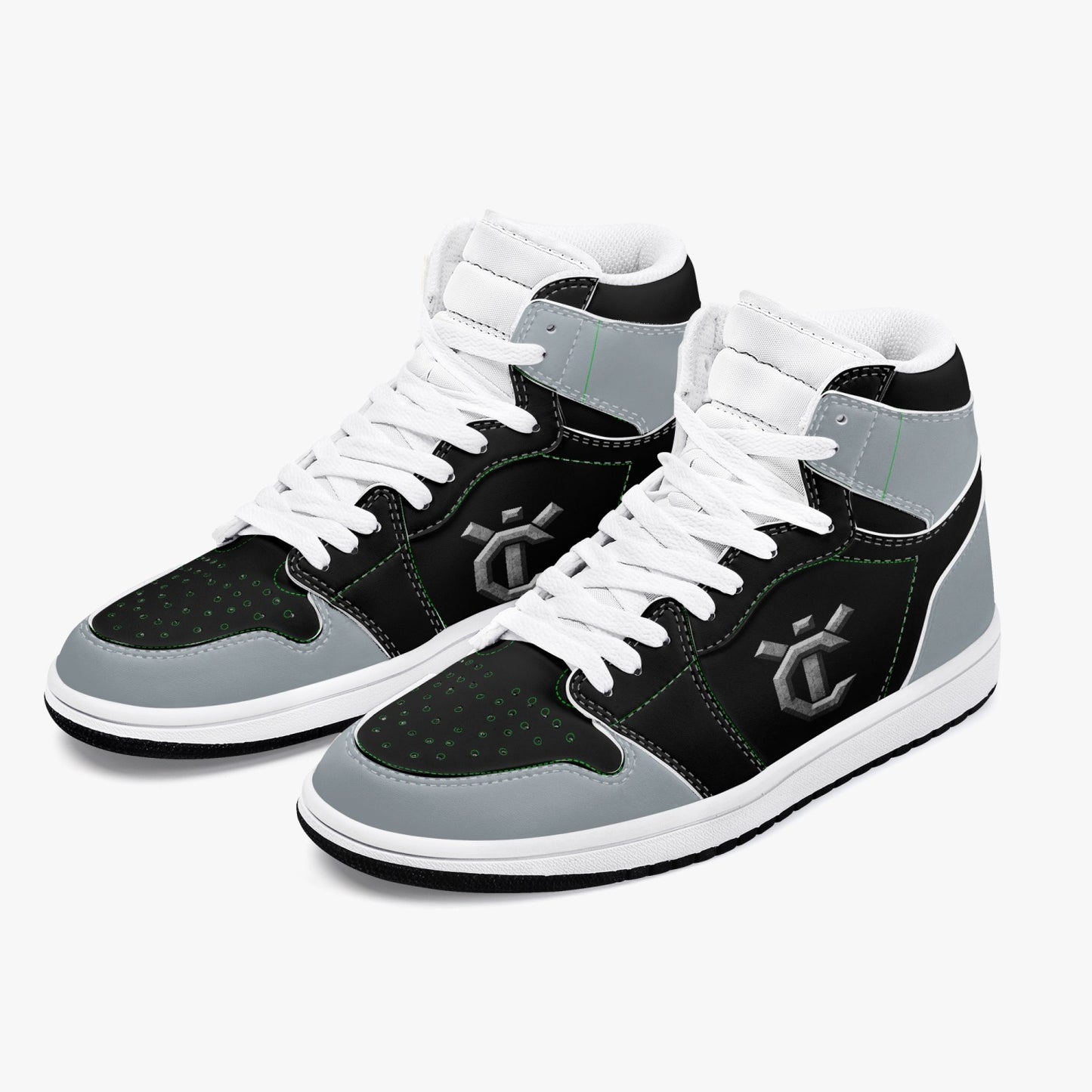 New YIC Good Grey and VantaBlack High-Top Leather Sneakers