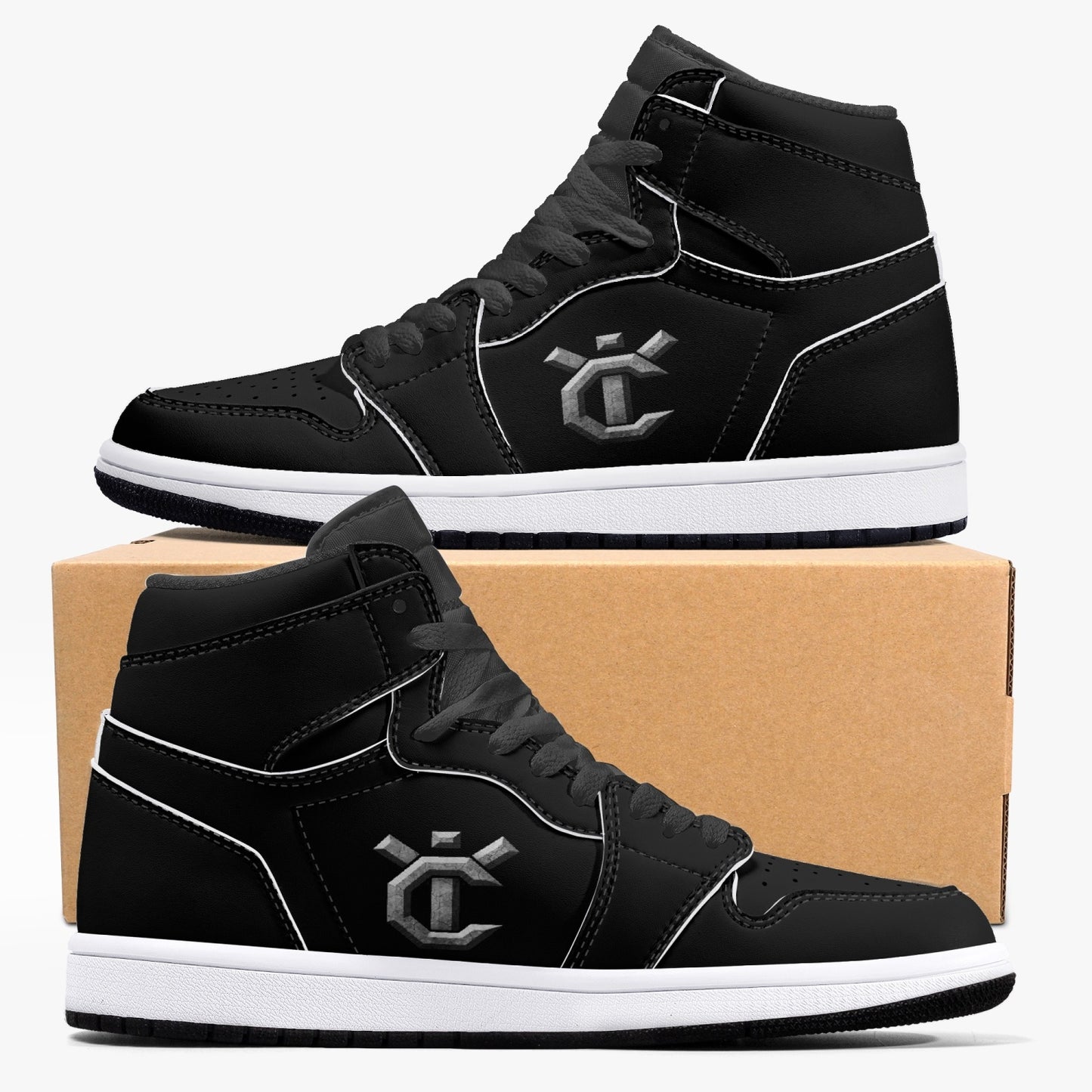 New YIC VantaBlack High-Top Leather Sneakers