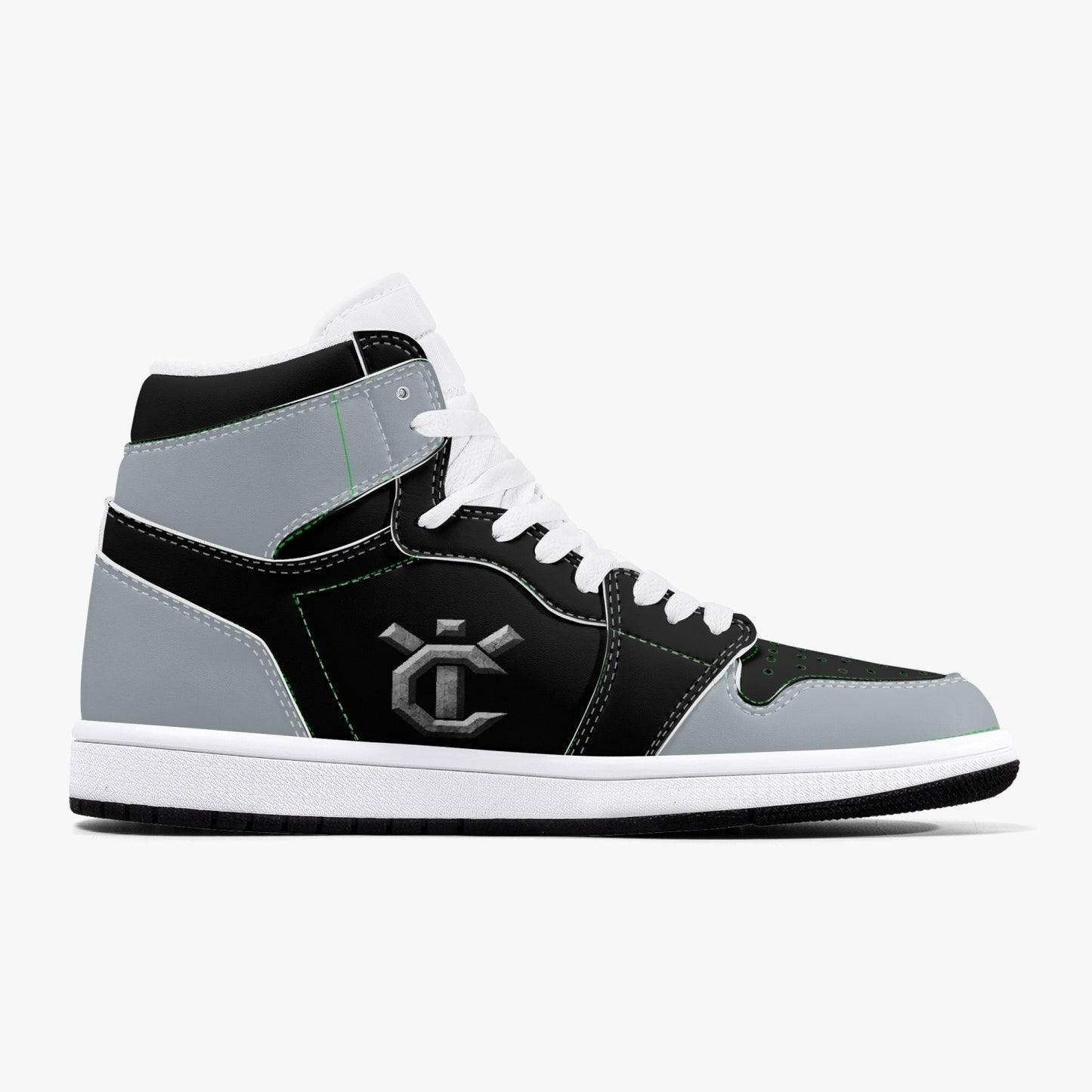 New YIC Good Grey and VantaBlack High-Top Leather Sneakers