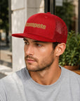 Embroidery Flat-Brim Mesh Cap