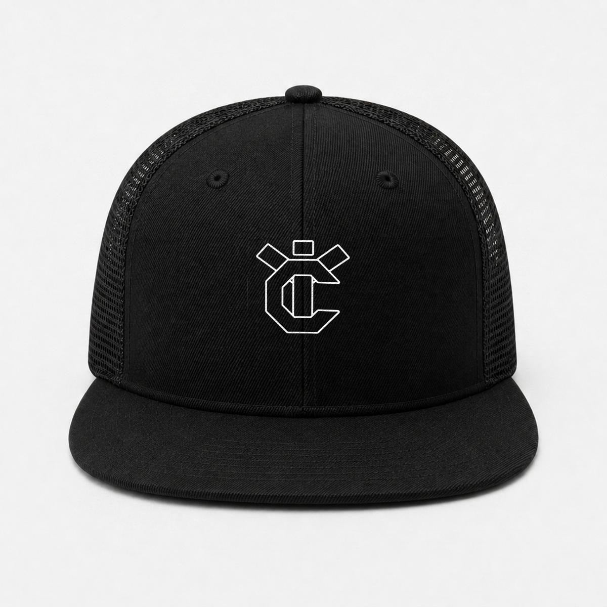 Embroidery Flat-Brim Mesh Cap