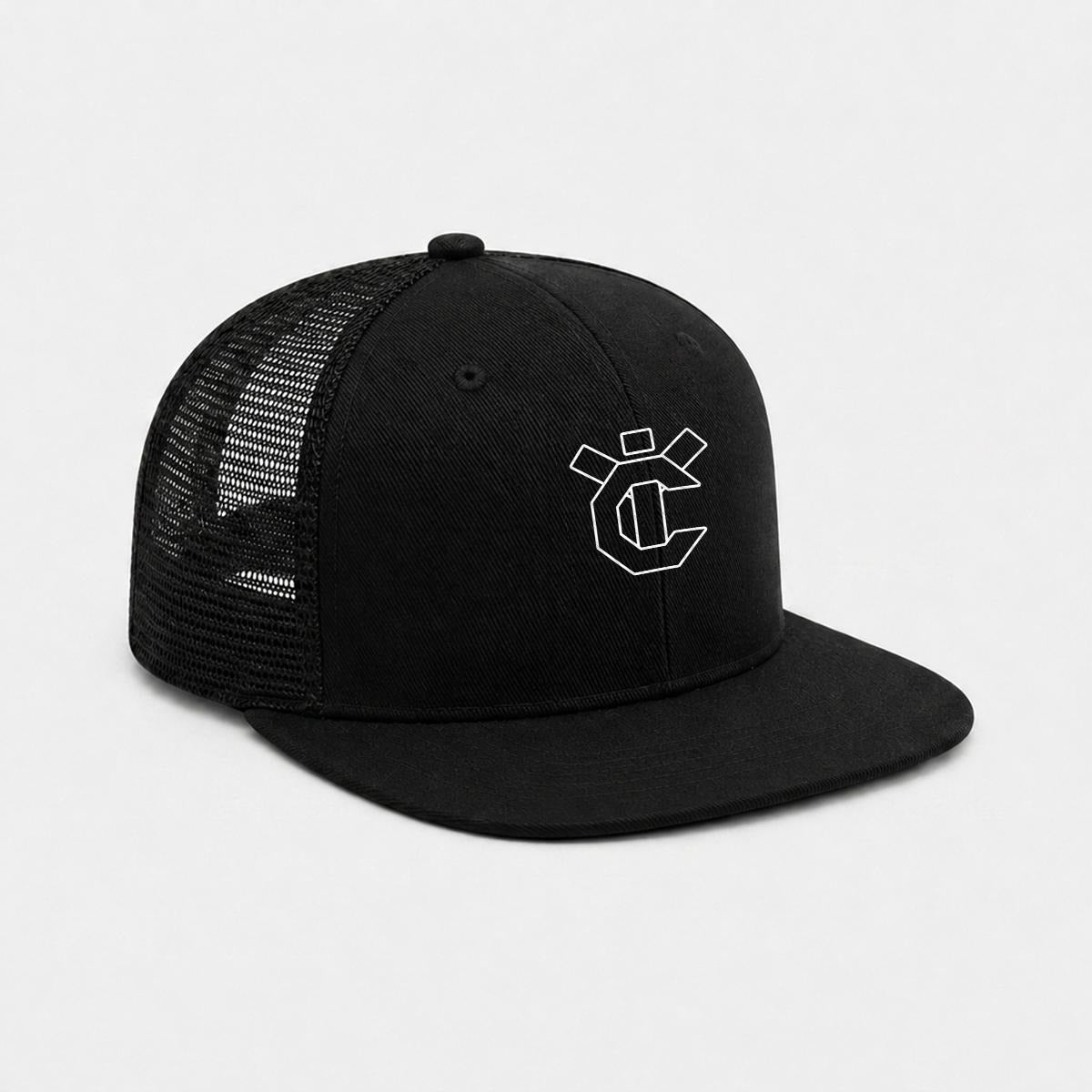 Embroidery Flat-Brim Mesh Cap
