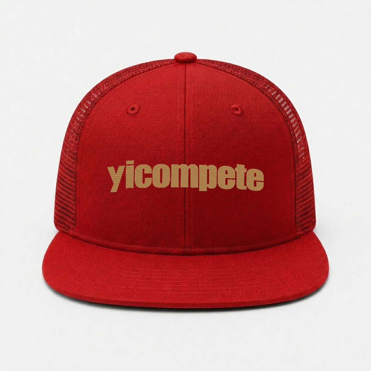 Embroidery Flat-Brim Mesh Cap